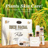 Aichun Beauty 5 Pieces Organic Rice Facial Skin Care Set Soap Toner Face Serum Eye Cream