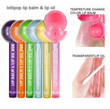 2 In 1 Lollipop Color Changing Lip  Oil & Lip Balm Lip Gloss - Fruit Flavour  Lip Gloss Makeup